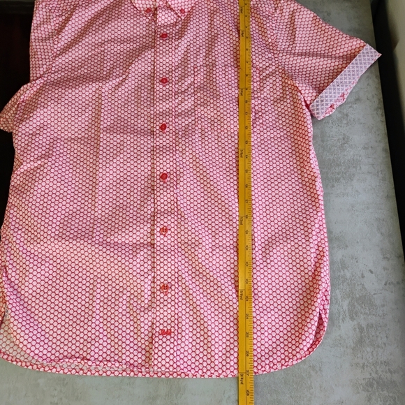 Johnston & Murphy Orange Seashell Print Short Sleeve Button Down Shirt Small - Picture 9 of 11